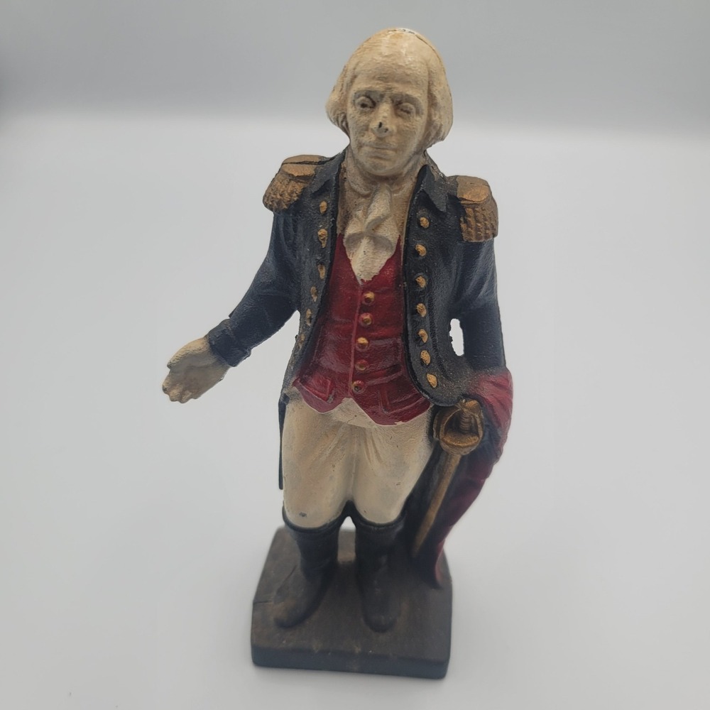 Vintage Cast Iron George Washington Still Bank Patriotic Americana Decor 7"